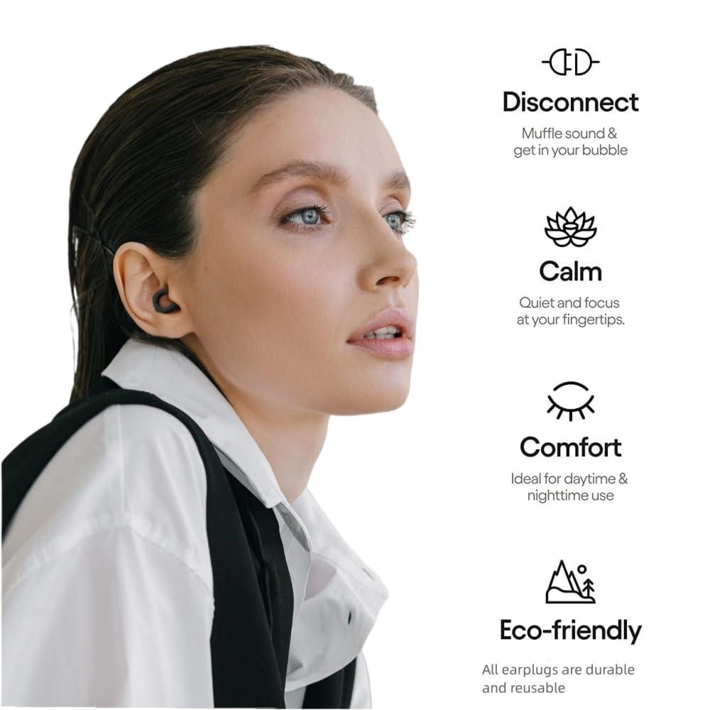 Kofati Kofati Quiet Ear Plugs For Noise Reduction Super Soft,Ear Plugs For Noise Ear Protection Ear Plugs For Sleep, Flexible Silicone For Sleep-4 Ear Tips In S/L Black