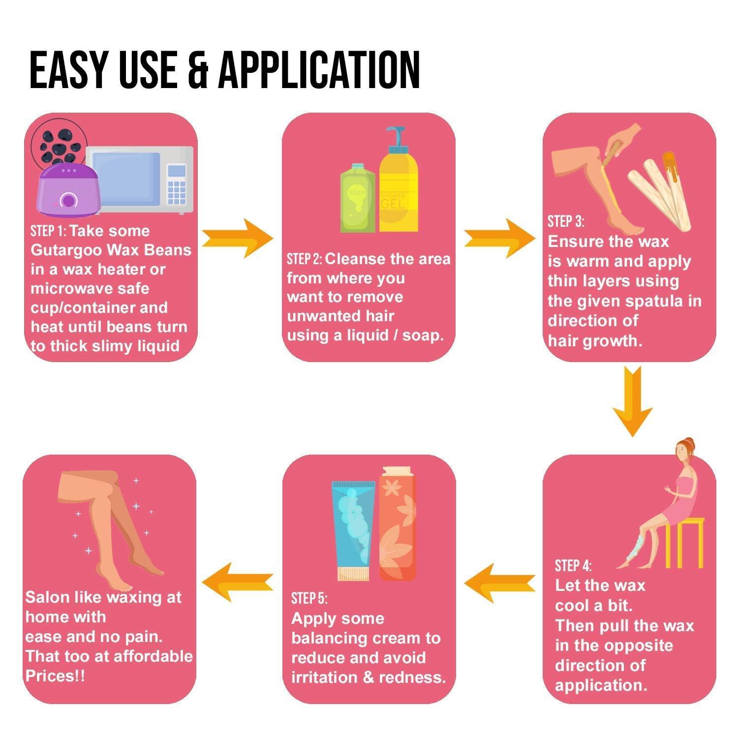 CEMA Cema Hard Wax Beans For Painless Hair Removal, Brazilian Waxing For Face, Eyebrow, Back, Chest, Bikini Areas, Legs At Home (100Gm) white