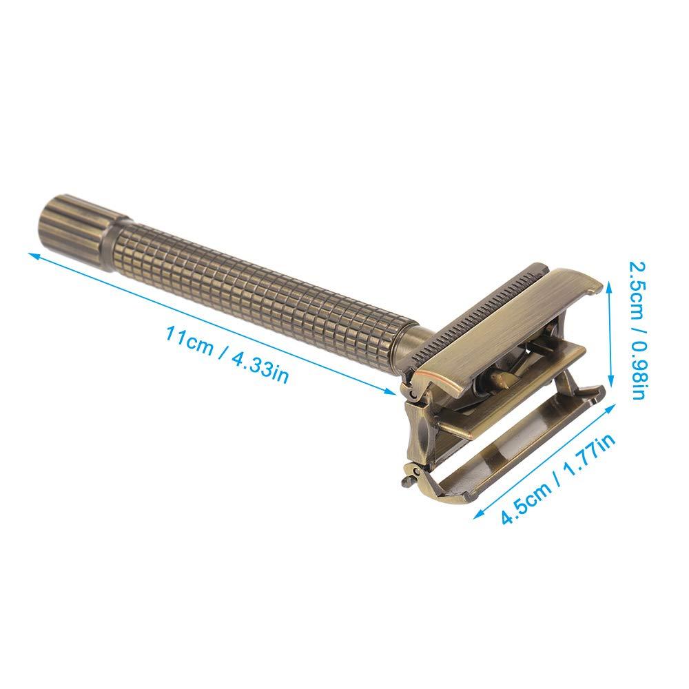 Qnotici Double-Edged Safety Razor with Long Handle & Razor Holder Butterfly Open Razor Clean Shaving Razor for Men
