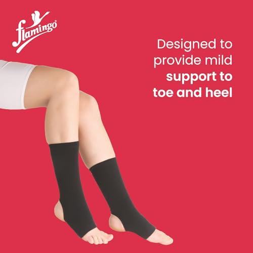 Flamingo Flamingo Anklet Ankle Support Compression Brace for Sprained Ankle, Achilles Tendon, Plantar Fasciitis, Arthritic Pain | Ankle Band Pain Relief Recovery For Men & Women (Pair) | Color-Black | Size-XL