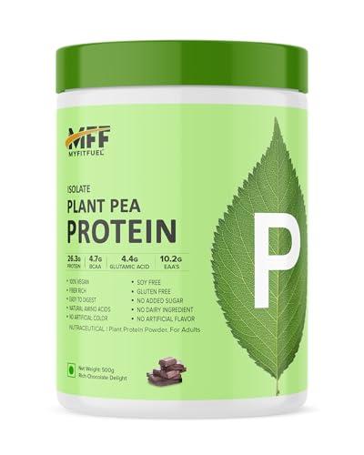 MyFitFuel MyFitFuel Clean Plant Pea Protein Isolate (26.3g Protein, 4.7g BCAA, 10.2g EAA) |Easy to Digest | Vegan Plant Protein Powder [500g, 14 Servings, (Chocolate Delight Swirl)]