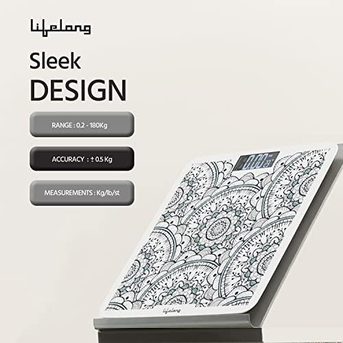 Lifelong Lifelong Nimbus LLWS81 Weighing Scale (Indian Cultural Series - Orissa)|Digital Weight Machine for Body Weight|6mm Thick Tempered Glass with LCD Display|Bathroom Weighing Scale (2 Year Warranty, Grey)