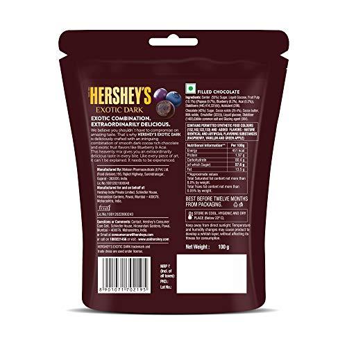 HERSHEY'S HERSHEY\'S Exotic Dark Blueberry & Acai Flavor| Dark Cocoa Rich Chocolates 100 G - Pack of 2 - 200 Gm