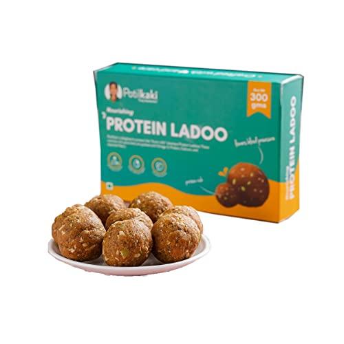 PATIL KAKI PatilKaki's Handmade Protein Ladoo | Dry Fruits | Pure Desi Ghee | No Preservatives | No Added Sugar | Energy-Bar Replacement | High Protein | Instant Energy | 300g | 12 Ladoos