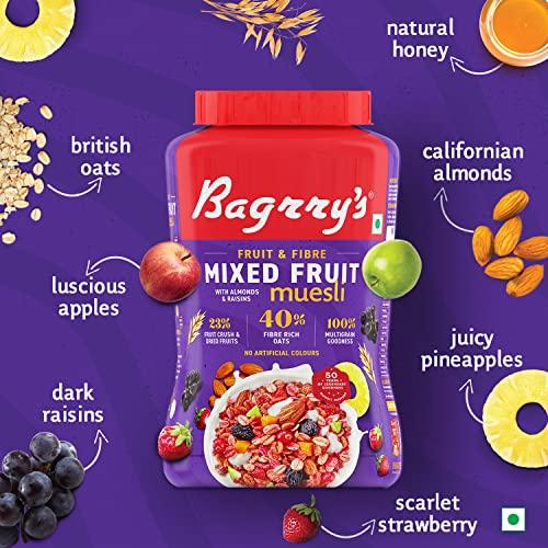Bagrry's Bagrry's Fruit N Fibre, Mixed Fruit Muesli, 1000 GM, Jar, Pack of 2