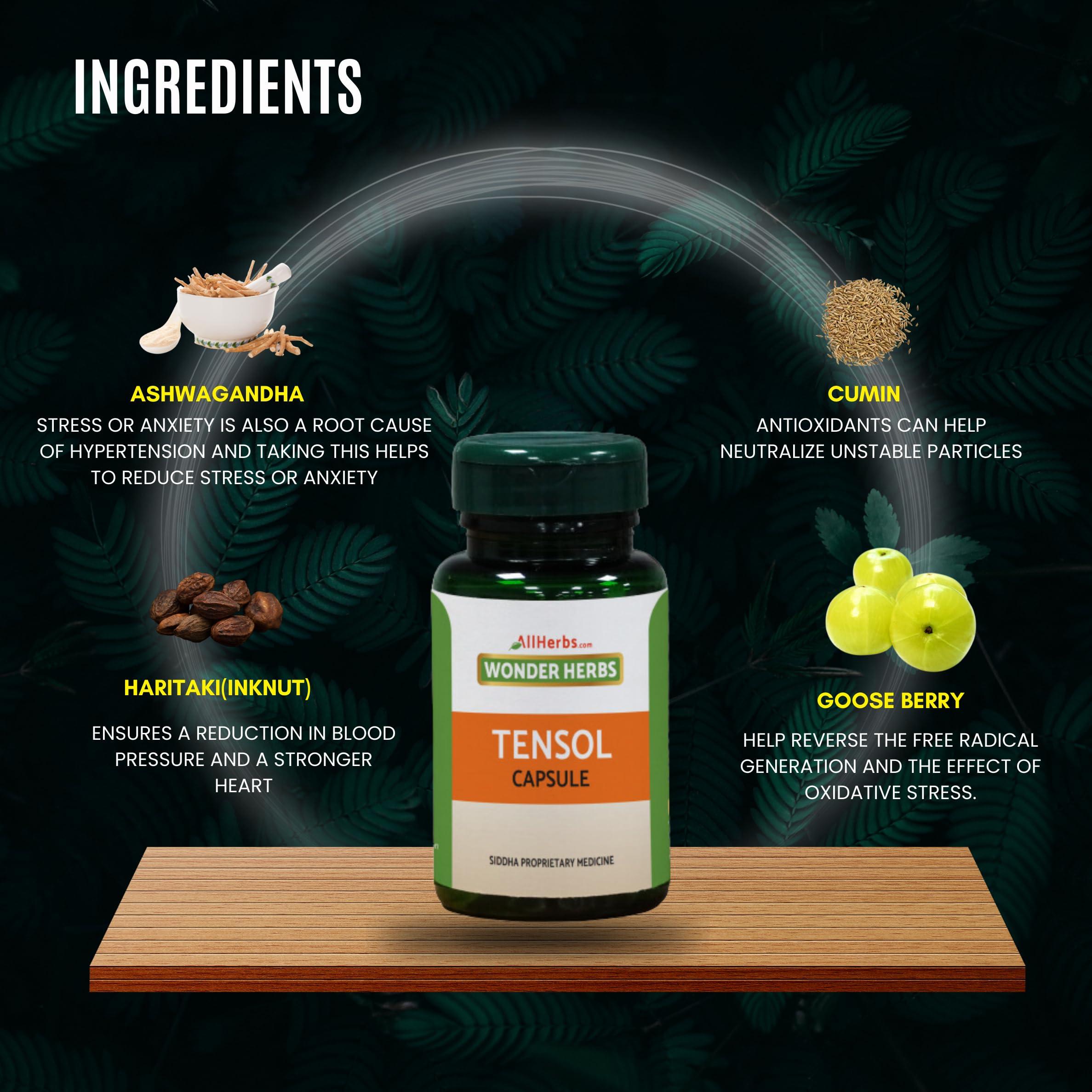 Allherbs Tensol Capsule 60 No's | Mental Stress | Strain | Mild hypertension