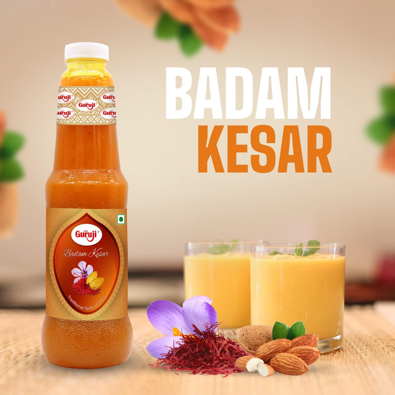 SHREE Guruji Shree Guruji Badam Kesar Dry Fruit Sharbat & Butter Scotch Badam Crush Combo Pack Milk Beverage Refreshing for Summer Syrup Instant Drink (1 Litre)