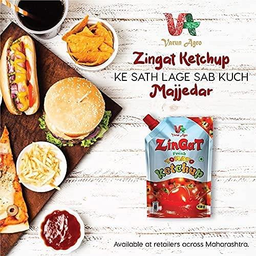 VARUN AGRO PROCESSING FOODS PRIVATE LIMITED Zingat Tomato Ketchup Sachet 100g Made with Fresh Tomatos (Pack of 100) 100gm