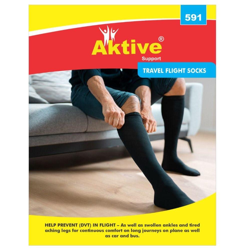 Aktive Support Aktive Support Medical Grade Travel Flight Socks | Graduated Compression 18-21 mmHg at Ankle | Relieves Tired and Aching Legs, Pain and Swellings (Medium)