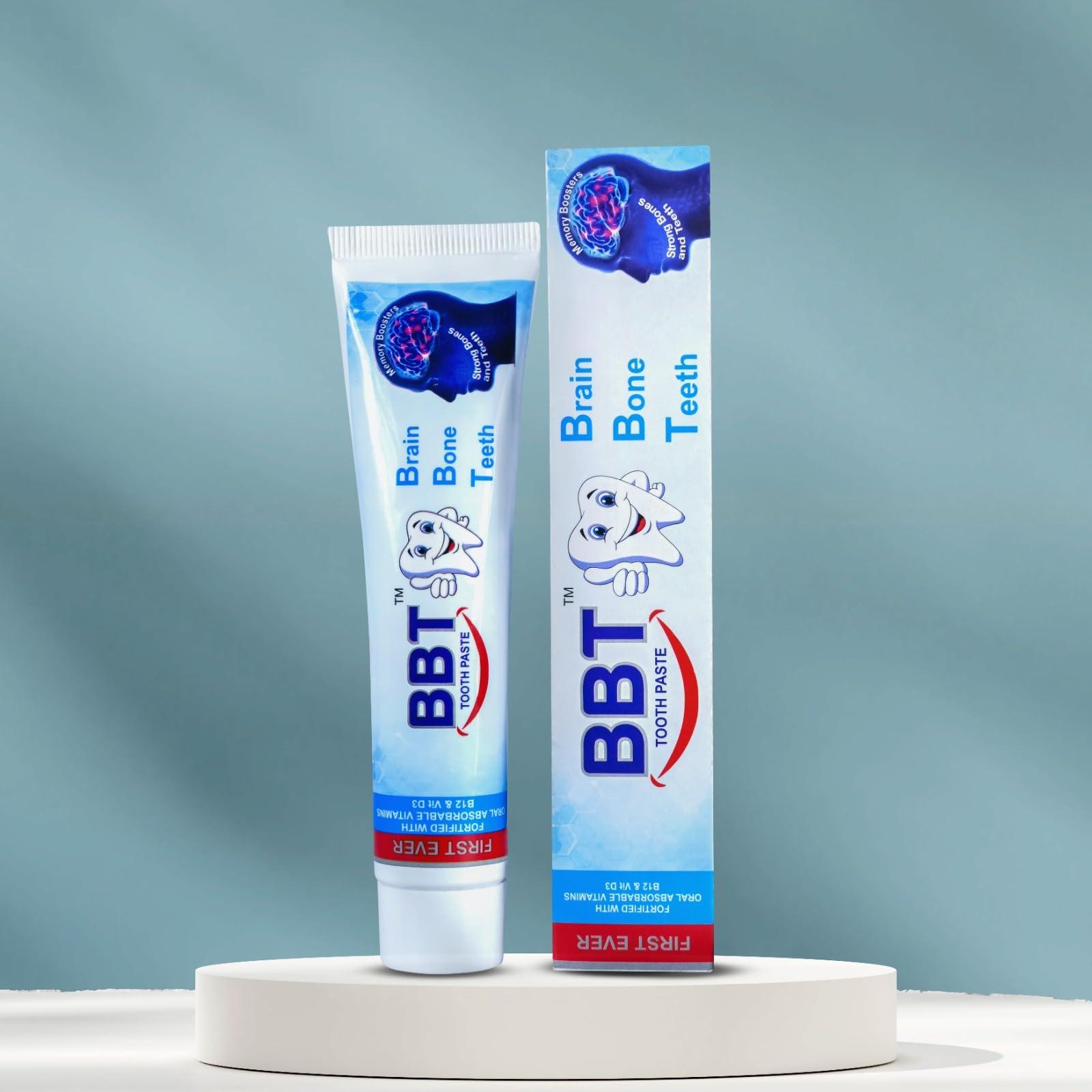 BBT BBT Organic Toothpaste, Fortified with Vitamins B12 & D3, Memory Booster, Strong Bones and Teeth, 100g
