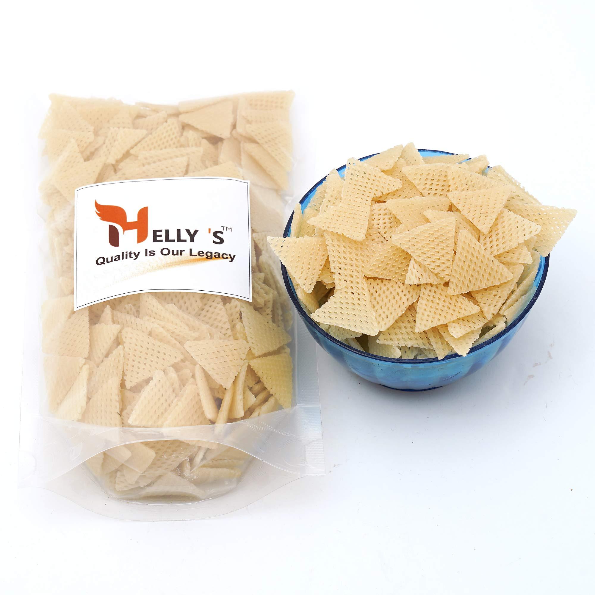 Helly's Helly's 3D Triangle Fryums Ready to Fry Papad | 900G | Microwave, Air Fry Instant Vegan Snacks | Crunchy & Tasty Dry Samosa Chips