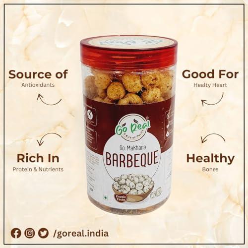 Go Real Go Real Premium flavoured (Barbeque, salt & pepper 2 nos.) Fox Nuts (Phool Makhana) Lotus Seed Pop/Gorgon Nut Puffed Kernels (55 gm x 3 packs of JAR) Healthy Snack Low Calorie