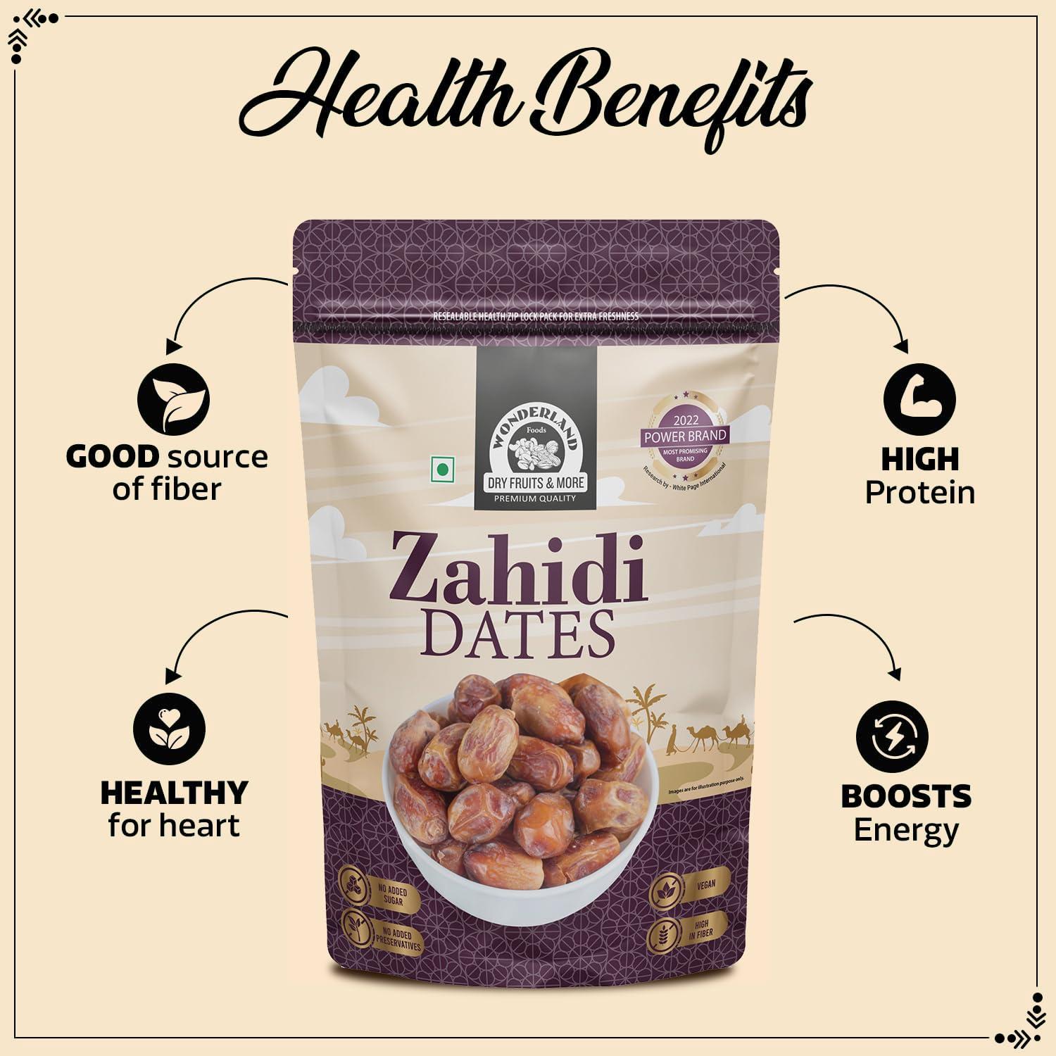WONDERLAND FOODS (DEVICE) WONDERLAND FOODS Dry Fruits Zahidi Dates 400g Pouch | Healthy & Nutritious Soft Khajoor | Khajur Rich in Iron, Fibre & Vitamins