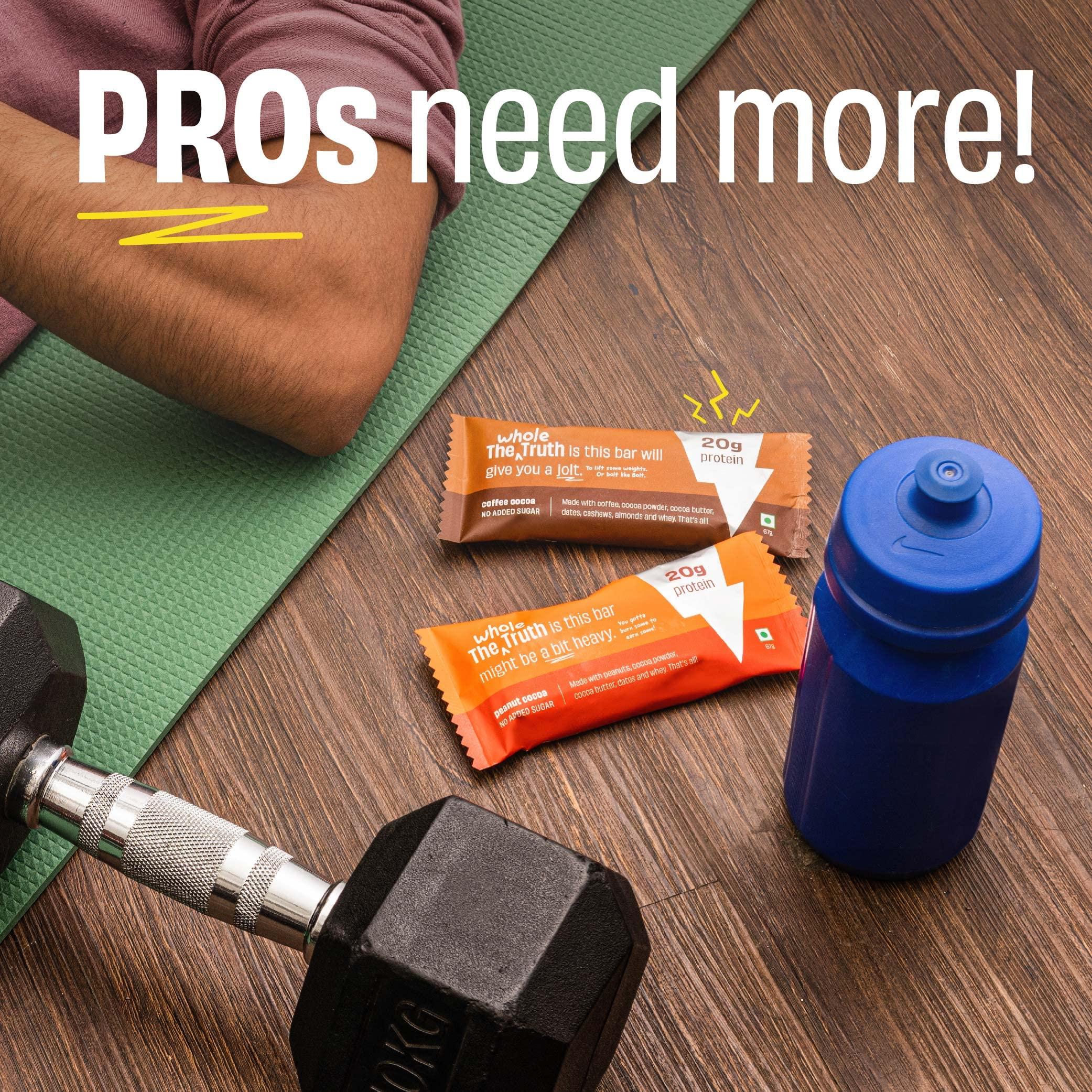 The Whole Truth The Whole Truth - High Protein Peanut Cocoa 20g Protein Bar - Pack of 5 x 67g each - No Added Sugar - No Preservatives - No Artificial Flavours - All Natural