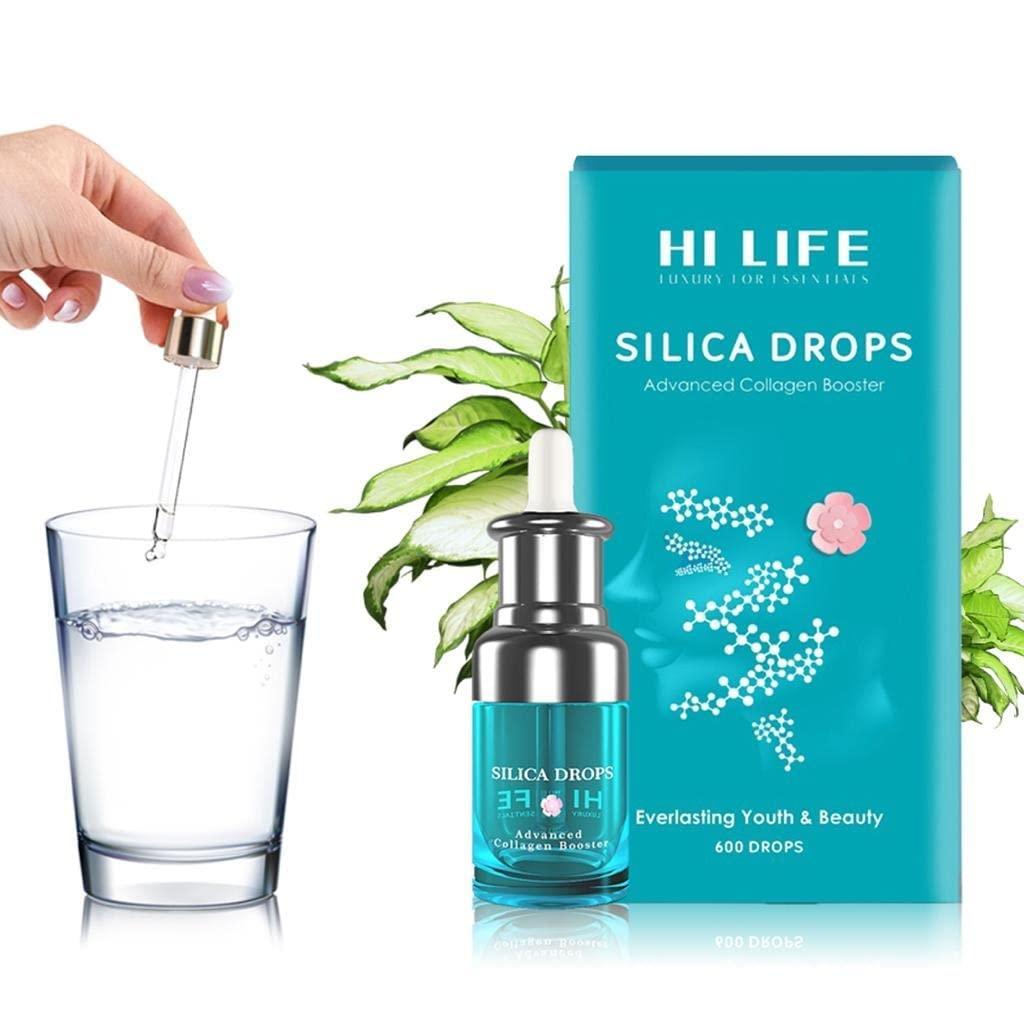 Hi Life Hi Life Silica 600 Drops - First time in India, Advanced Collagen Booster for Men & Women | Supports Glowing Skin, Lustrous Hair, Strong Nails, Immune System, Bones & Strong Joints, Maximum Absorption, Connective Tissues, Aids in Anti-ageing, Easy to