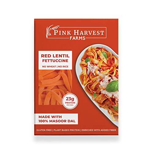 Pink Harvest Farms Pink Harvest Farms Red Lentil Fettuccine Pasta | No Rice - No Maida | Vegan | Gluten Free | High Protein | Keto | 200gm Pack (Pack of 2)