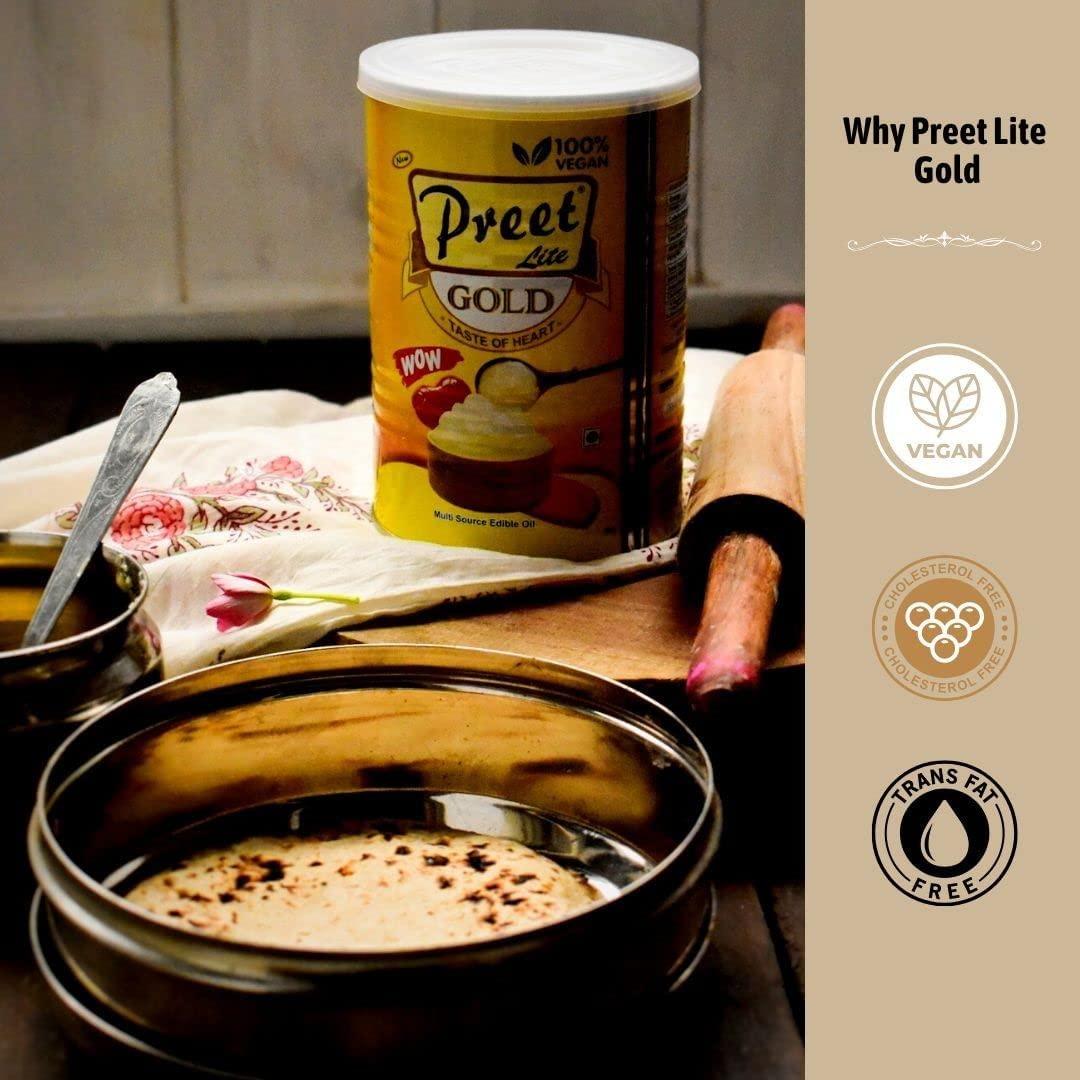 New Preet Lite Gold New Preet Lite Gold 100% Vegan Multi Source Edible Oil (1x4) 4 Litre Combo Pack