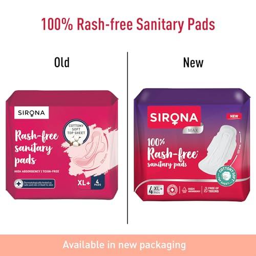 Sirona Sirona Max Sanitary Pads for Women | XL Plus (Pack of 4 Pads) | 100% Rash Free & Toxic-Free | Organic Cotton Sanitary Pad | Up to 0% Leakage, Comfortable & High Absorbency