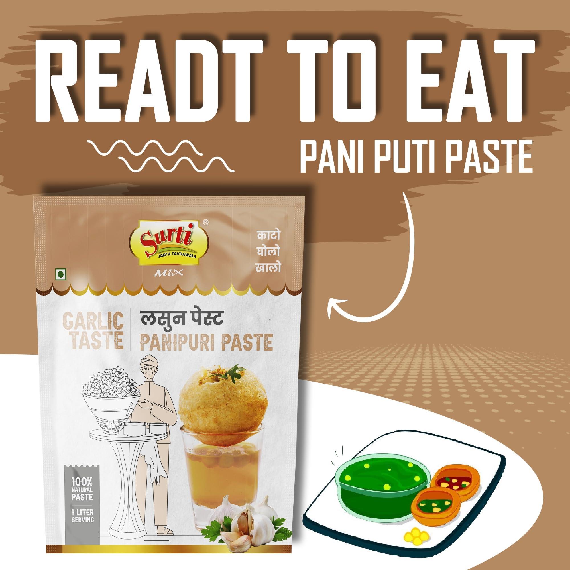 Surti Mix Surti mix Pani Puri Masala - The Authentic Indian Street Food Seasoning - serves 4-5 people- free from artificial colour and preservatives. (Garlic Taste)