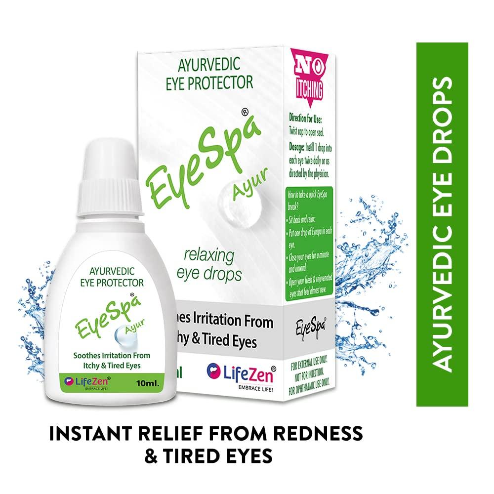 Eyespa EyeSpa Ayur - Ayurvedic Eye Drop, Relieves dryness,redness,itching,Cooling daily-use Triphala, Rose water, bhringaraj, honey (Pack of 1) -10 ML
