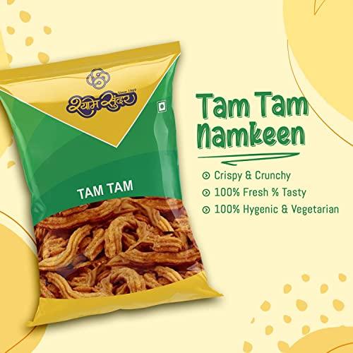 SHYAM SUNDER Shyam Sunder Tam Tam Namkeen 800g Vadodara Tam Tam Mix Namkeen ( 400g x 2) Snacks Mixture Gathiya Snacks Spicy Sweet And Sour Taste Gathiya Tasty Ready To Eat Tea Time Snacks Combo 400gm Each- (Pack of 2)