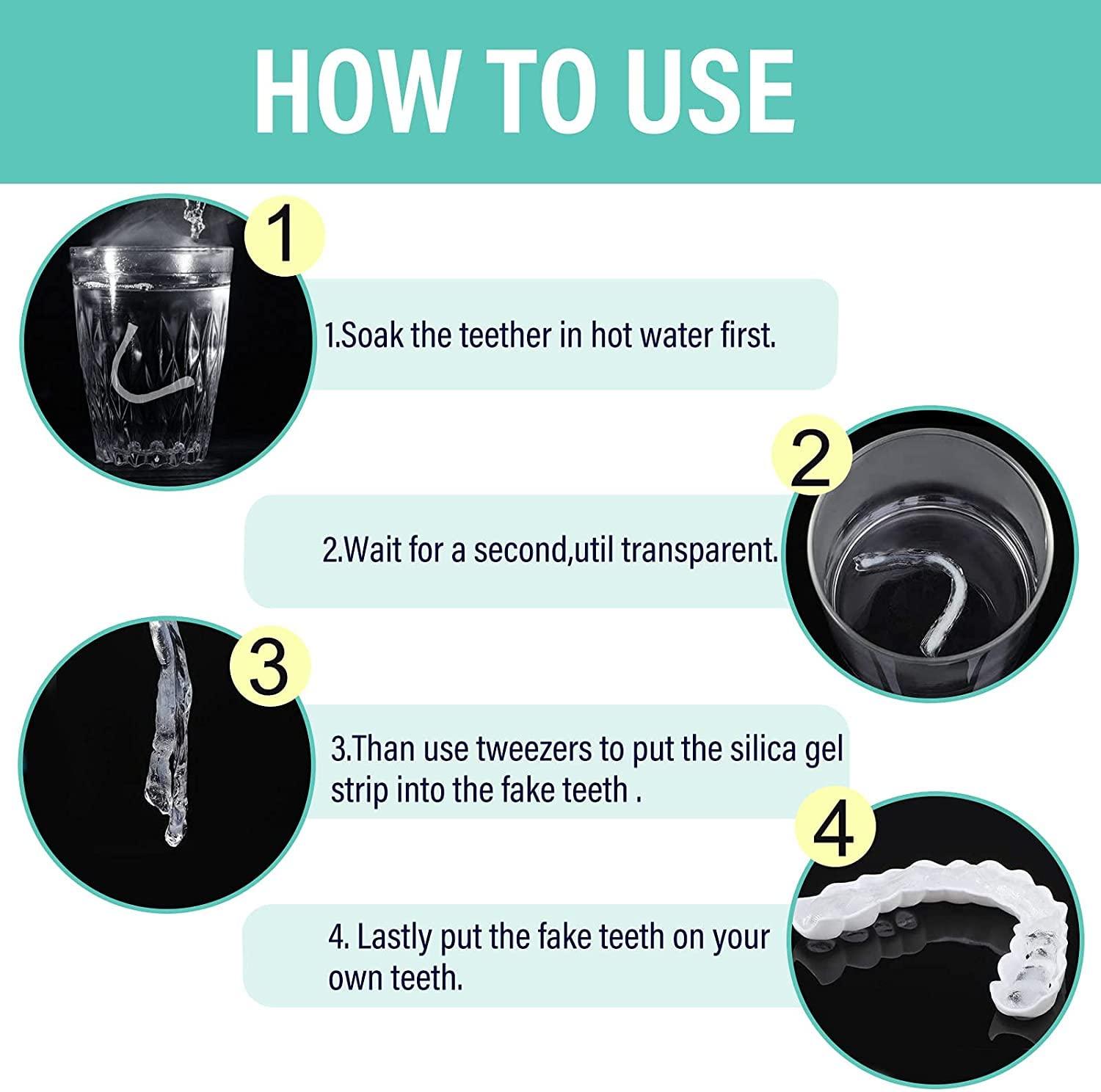 icehao Teeth Brace Cover Instant Smile Teeth Veneers Beautiful Smile Dentures Veneers Fake, Veneers Dentures Socket for Women and Men, Dental Veneers for Temporary Tooth 2pcs Repair