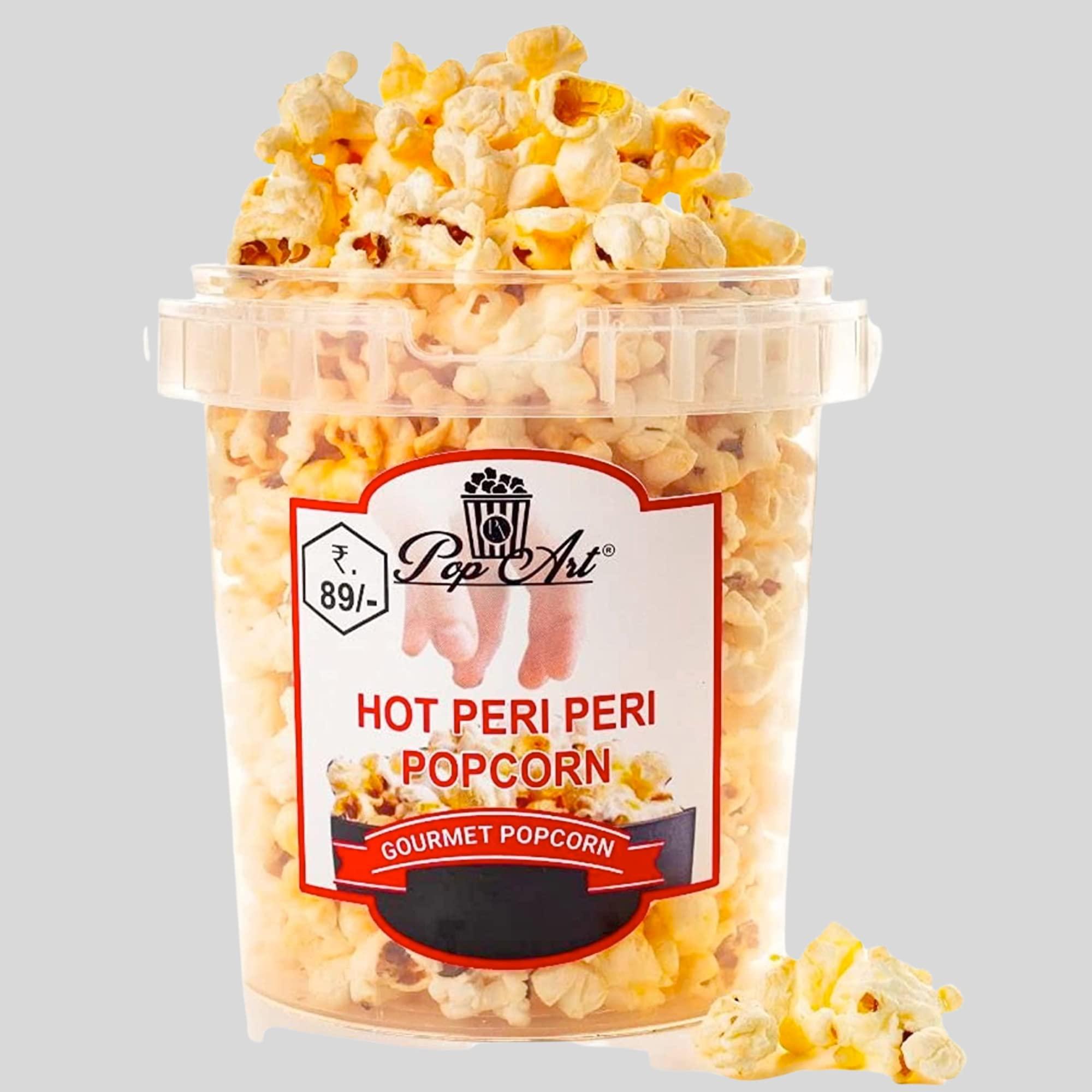 POP ART Popart Hot Peri Peri Flavored Popcorn| Ready to Eat | Hot Peri Peri Snack | Gourmet Popcorn| Non-GMO Popcorn | Hot and Spicy Snack | 60 Grams Pack Of 5