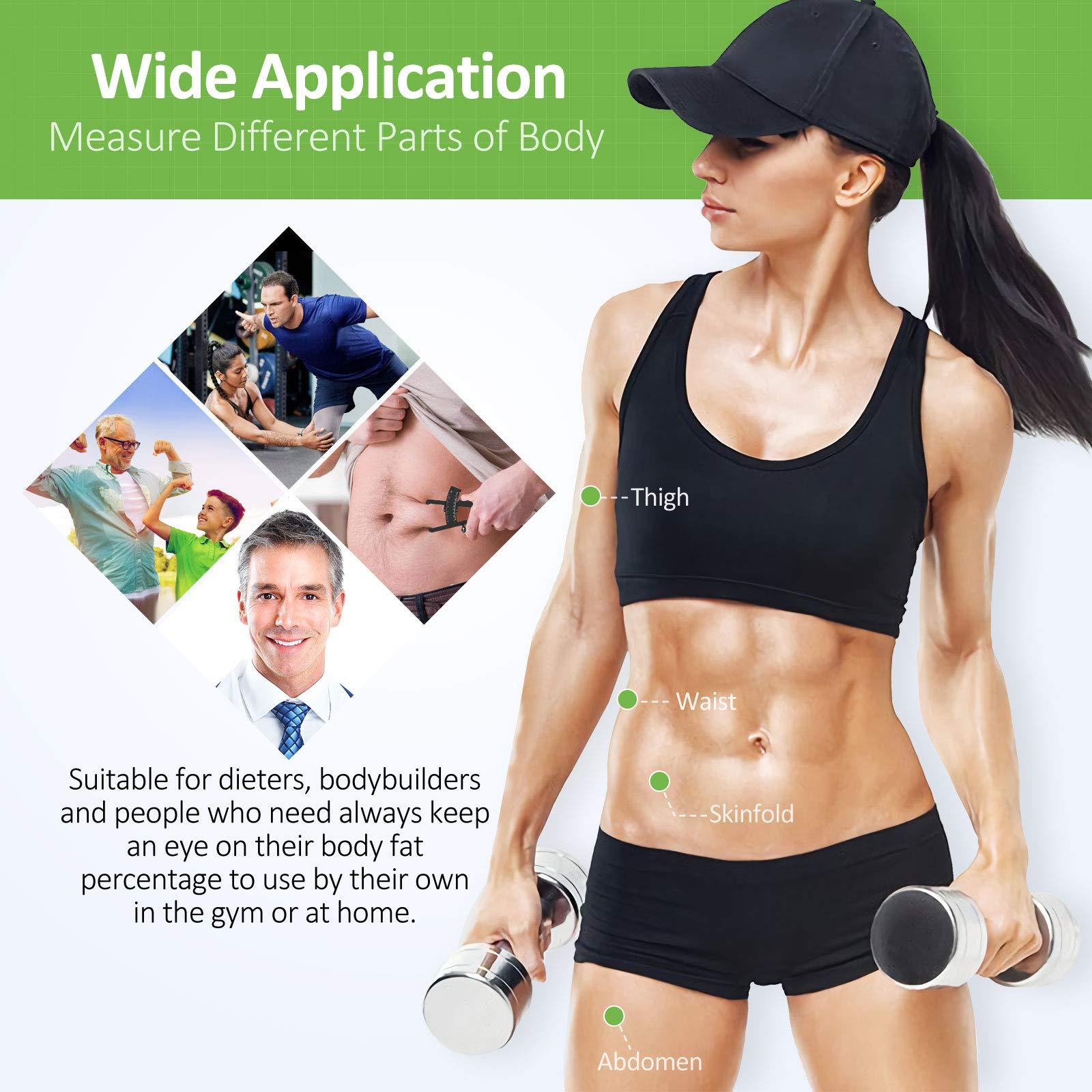 Okela Okela Body Fat Caliper, Fat Measure Clipper Combo with Body Fat Percentage Measure Chart, for Men and Women (Black)