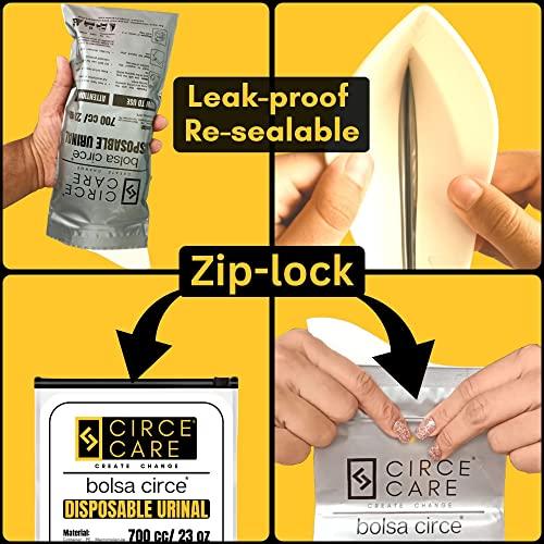 CIRCE CARE CIRCE CARE Bolsa Circe Disposable Urine Gel Bags, 9 Count, with Super Absorbent Pad and Ziplock, Portable Urinal, Camping Pee Bags, Vomit and Emergency Bag During Traffic Jam and Travel.