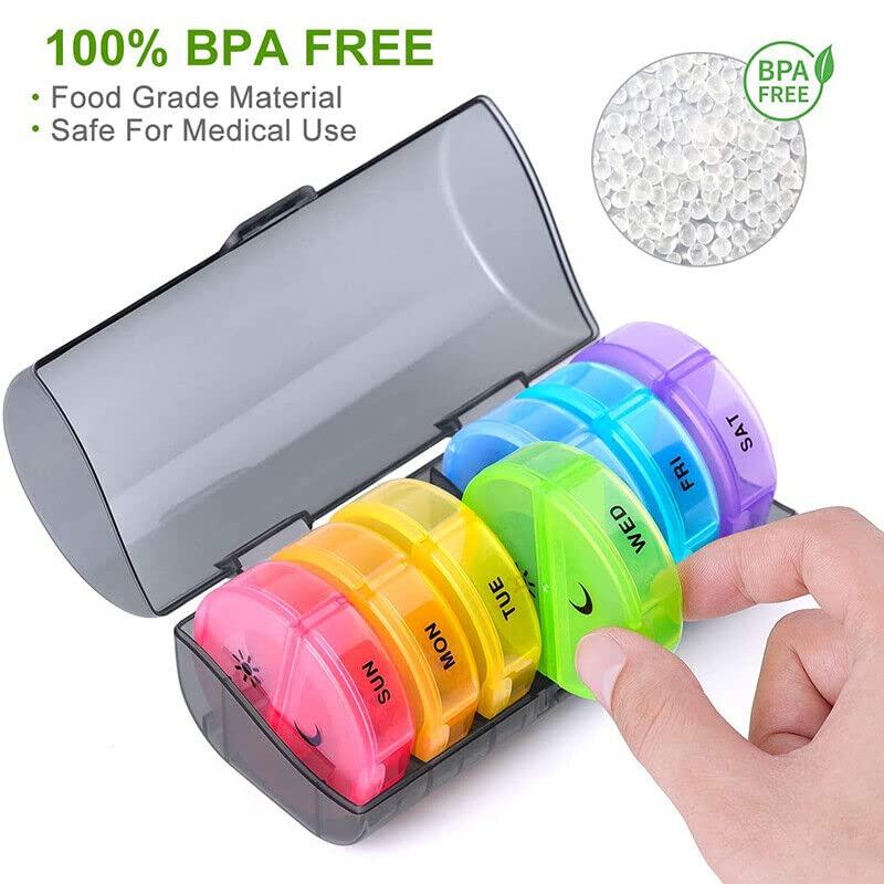 LISHONN LISHONN Portable Medicine Organizer Box Tablets Container Case Travel Pill Box For 07 days | Multicolor | 01 Pcs