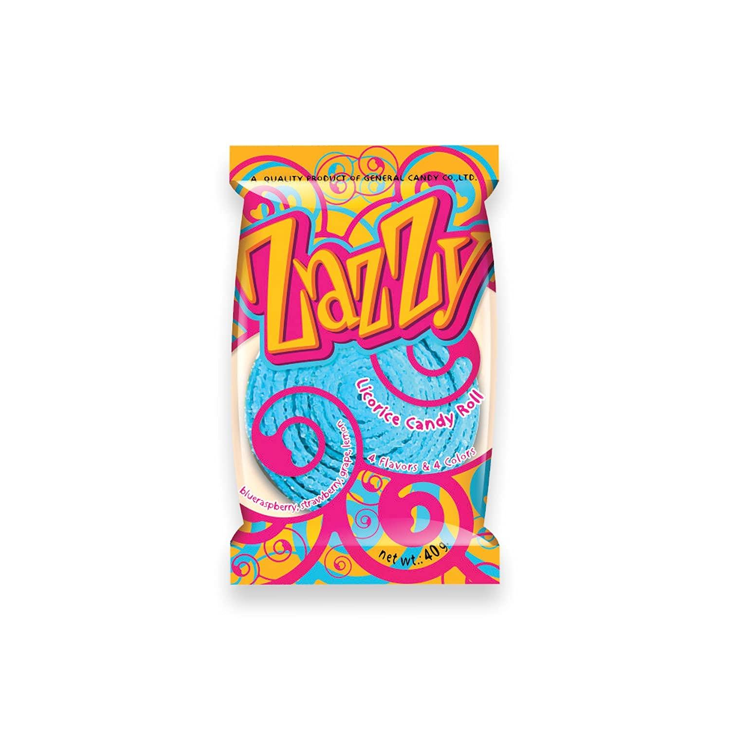 Zazzy Zazzy Sour Chewy Candy Jelly Rolls 40G - Pack Of 24, Assorted