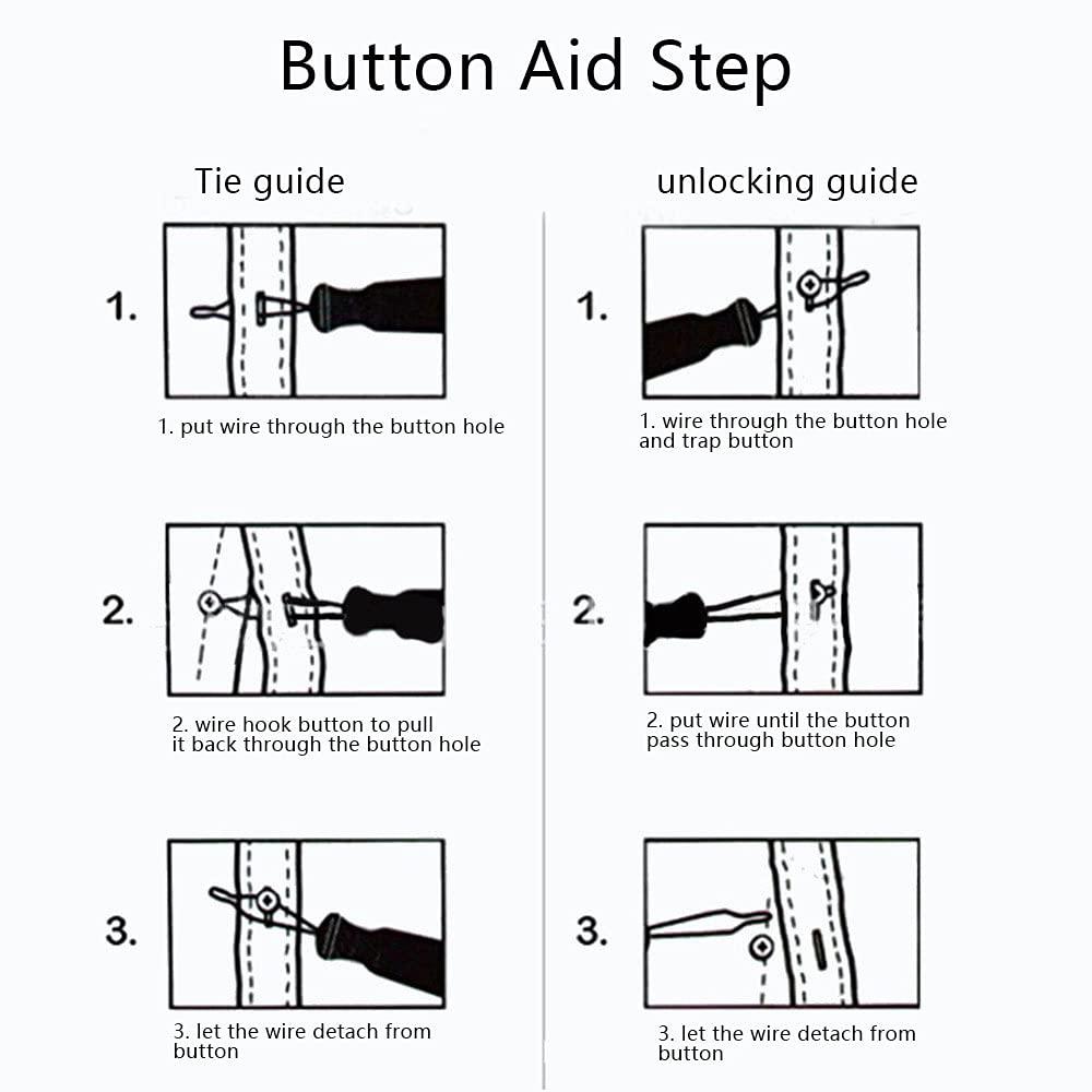JJHREI Button Hook and Zipper Pull Helper - Dressing Button Aid Assist Tool for Arthritis Disabled - 2 in 1 Dressing Aid Tool