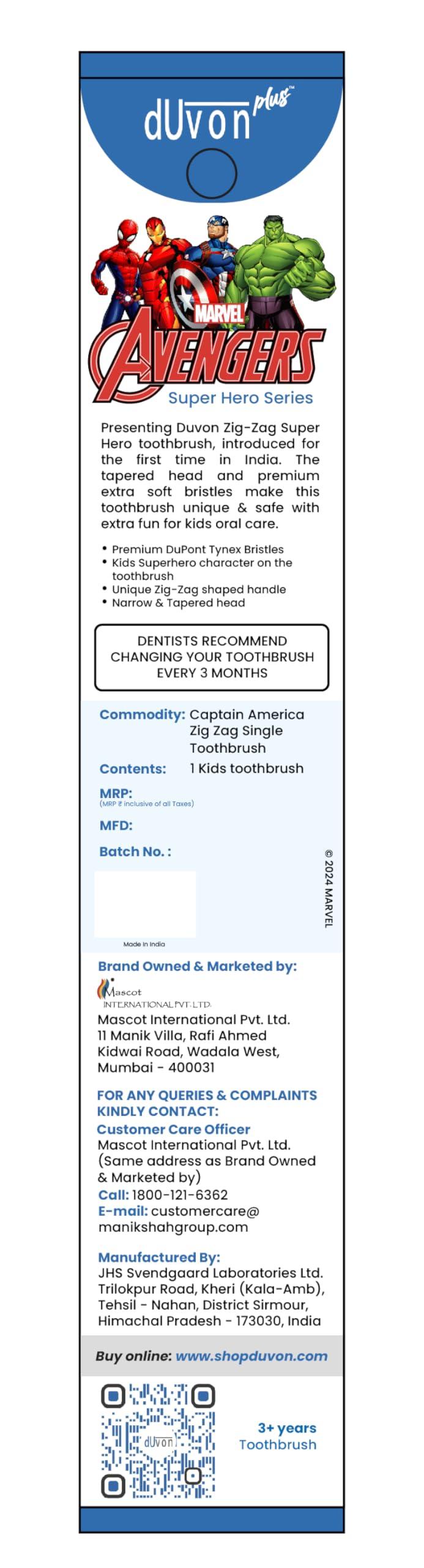 DUVON Duvon Plus Marvel Avenger Series toothbrush - Captain America and Iron Man (Pair of 2)