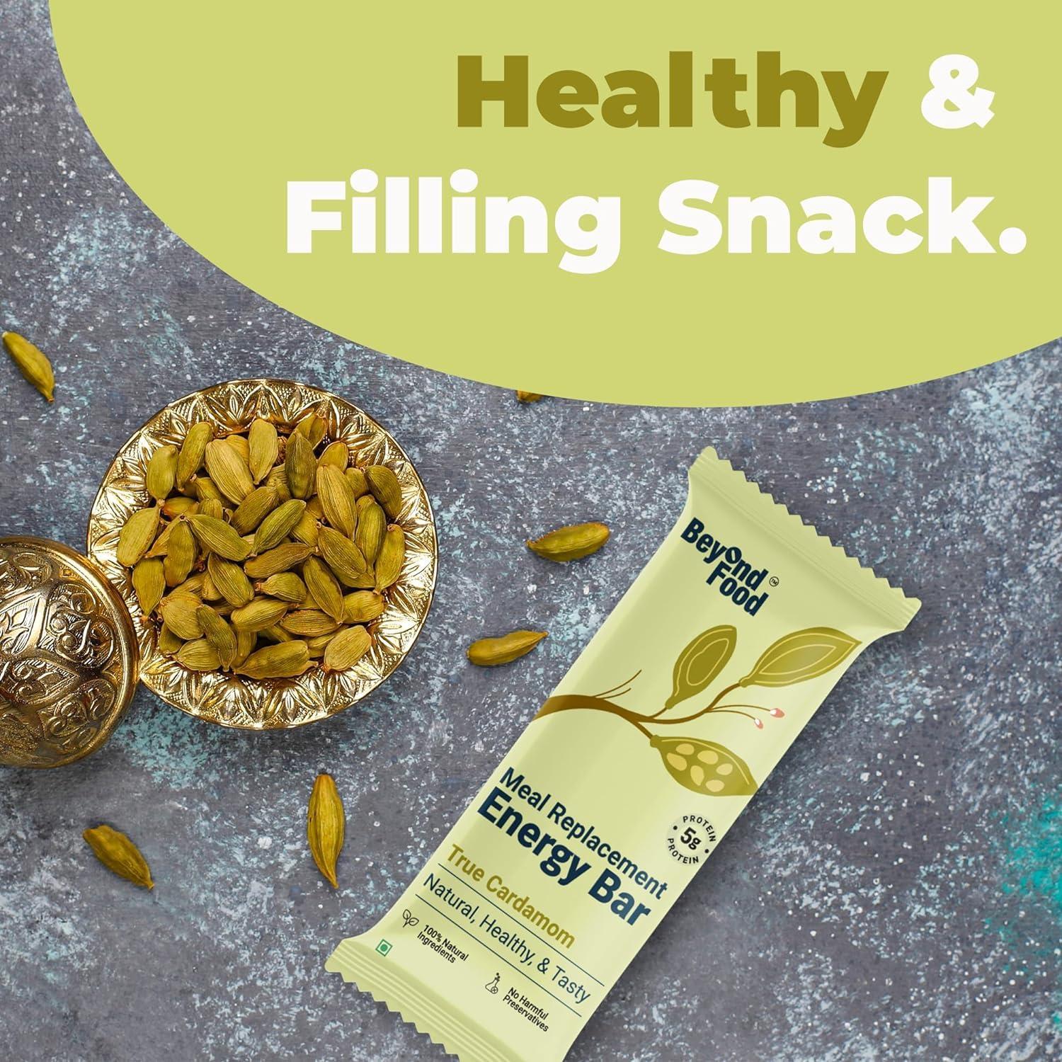 Beyond Food Beyond Food Meal Replacement Bars (Pack of 9, 220 Kcal Each) | 5g Rich Protein | No Added Sugar | Made with Dates, Nuts, Seeds & Dry Fruits | Healthy Snacks for Energy & Fitness | True Cardaman Box