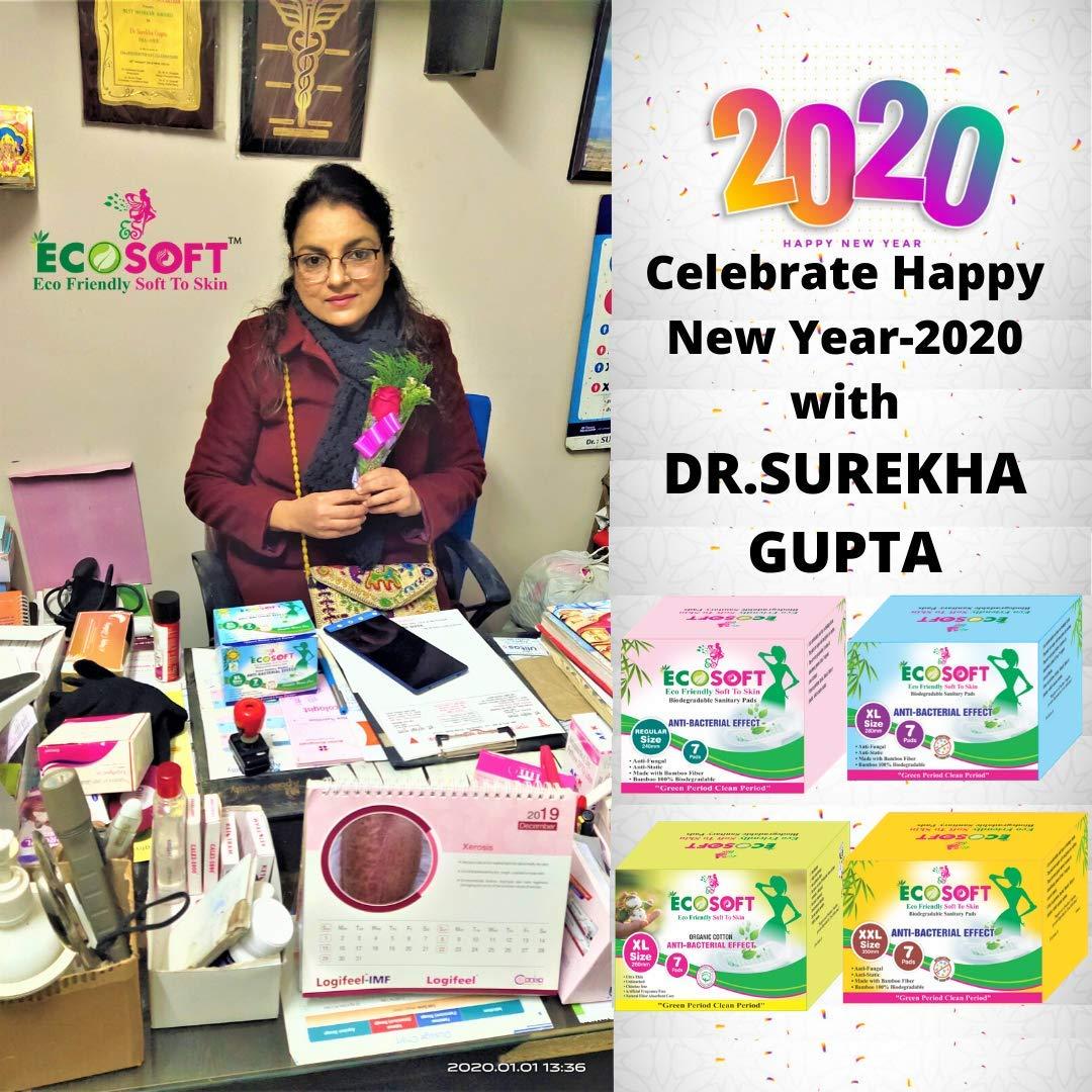 ECOSOFT ECOSOFT Premium Sanitary Pads Bamboo Fiber 100% Biodegradable Iso 9001-2015 And Iso 14001-2015 Certified Xl Size-280 Mm. Pack of 4 Box (28 Pads).