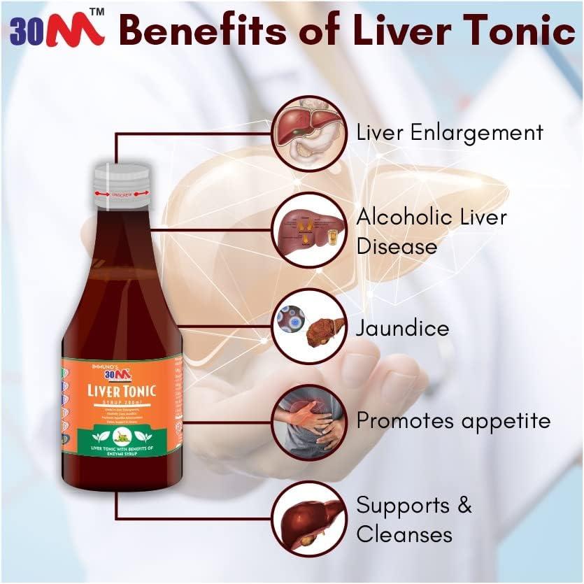 30M 30M Ayurvedic Fatty Liver Tonic Syrup Medicine for Children, Liver Detox Ayurvedic and Liver Tonic - Pack of 2, 200mL