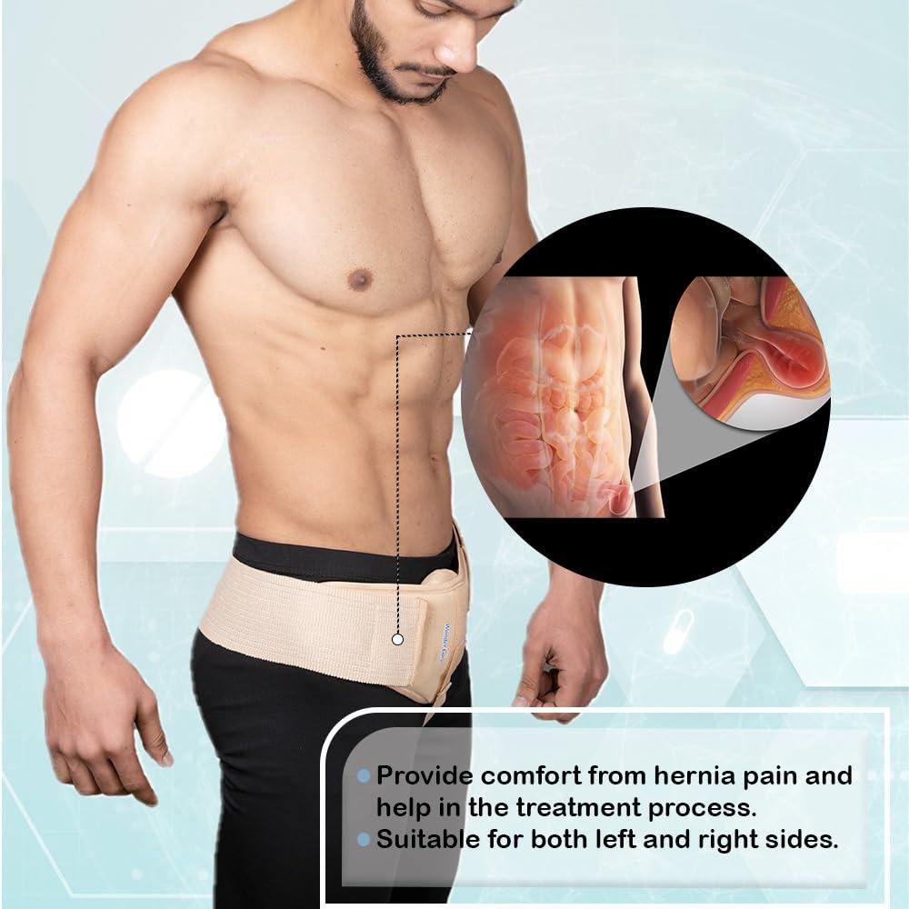 Wonder Care Wonder Care Hernia Belt for Men - Groin Hernia Support for Men, 2 Removable Compression Pads & Adjustable Groin Straps, Double inguinal Hernia Truss Brace (M)