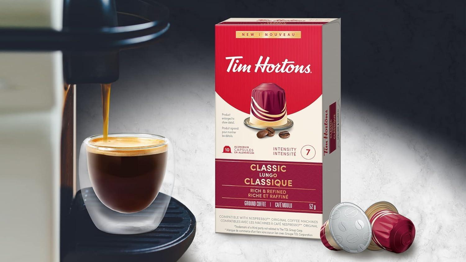 Generic Tim Hortons Classic Lungo Capsules, Intensity 7 Nespresso Original Line Compatible Capsules, 10 Count 52g (Imported)