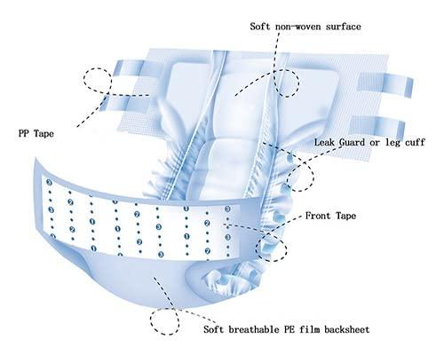 BON BON BonBon Premium Adult Diaper Tape Style Large - 10 Count with Soft Ultra Leak Guard and Anti-Bacterial Absorbent Core (L- 39-59 INCH)