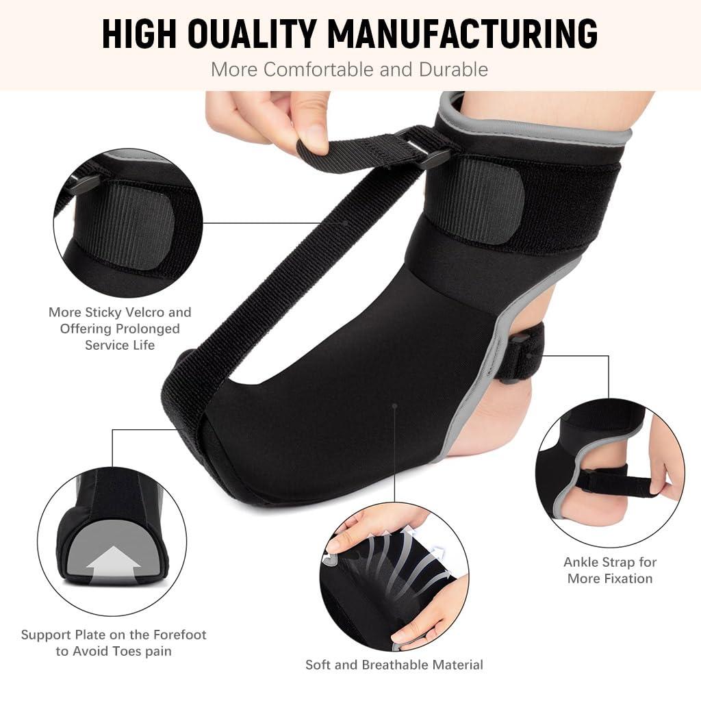 HANNEA HANNEA Plantar Fasciitis Night Splint Sock, Plantar Fasciitis Brace with Massage Ball for Women Men for Fasciitis Tendonitis Foot Drop Heel Spur Pain Relief, M
