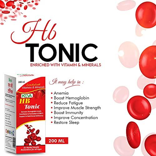 KEVA Keva HB Iron Tonic Syrup - Ayurvedic Iron Tonic Syrup Extract of Amla, Ashwagandha, Shatavari, Arjuna, Purnava, Bhringraj, Brahmi, Tulsi, & Shankhpuspi - Increase Iron for Men & Women 200ml