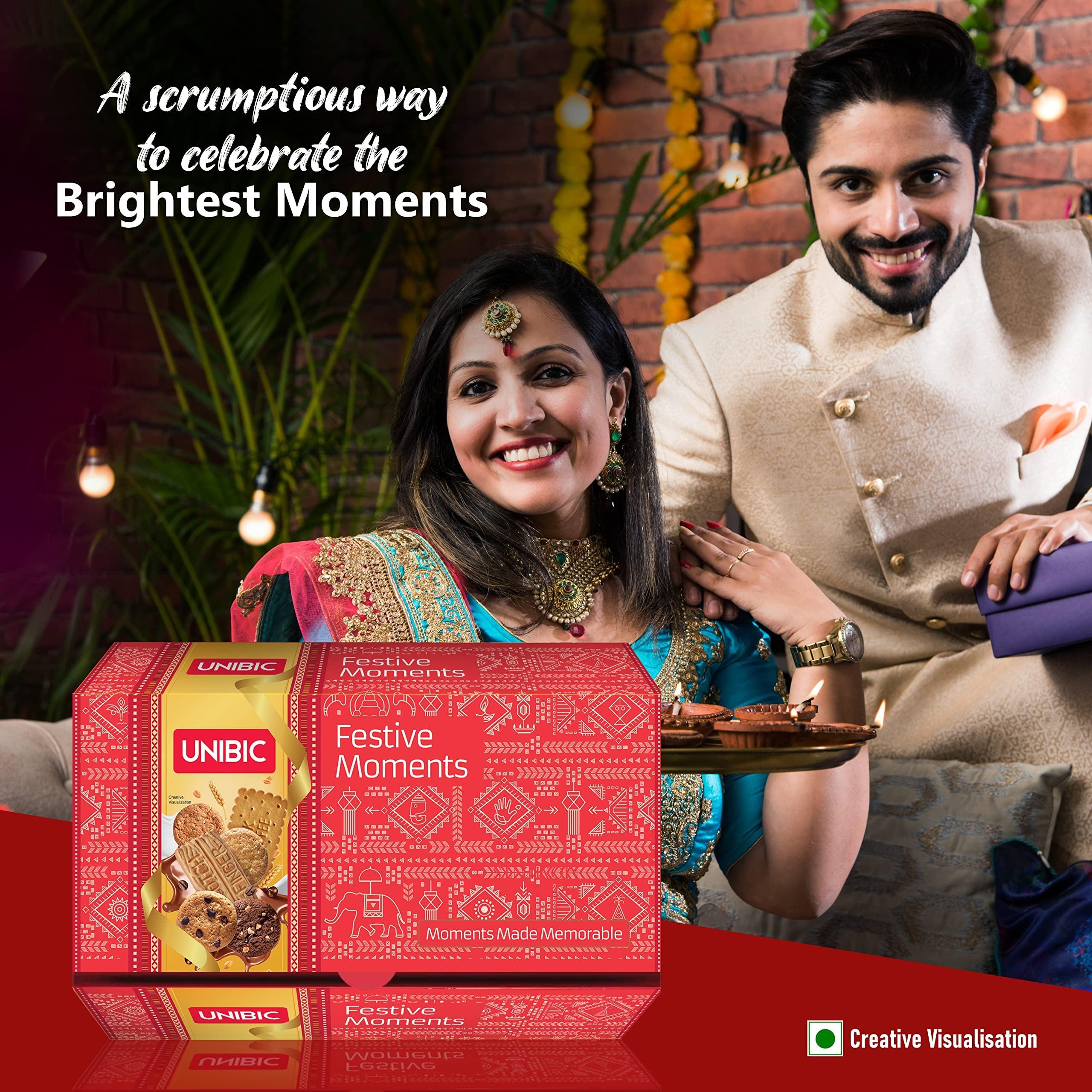 Unibic Unibic Festive Moment Cookies, 500g Gift Hamper for Festivals, Sweet Gourmet Delicacies, Corporate Gifting for Employees, Friends and Family