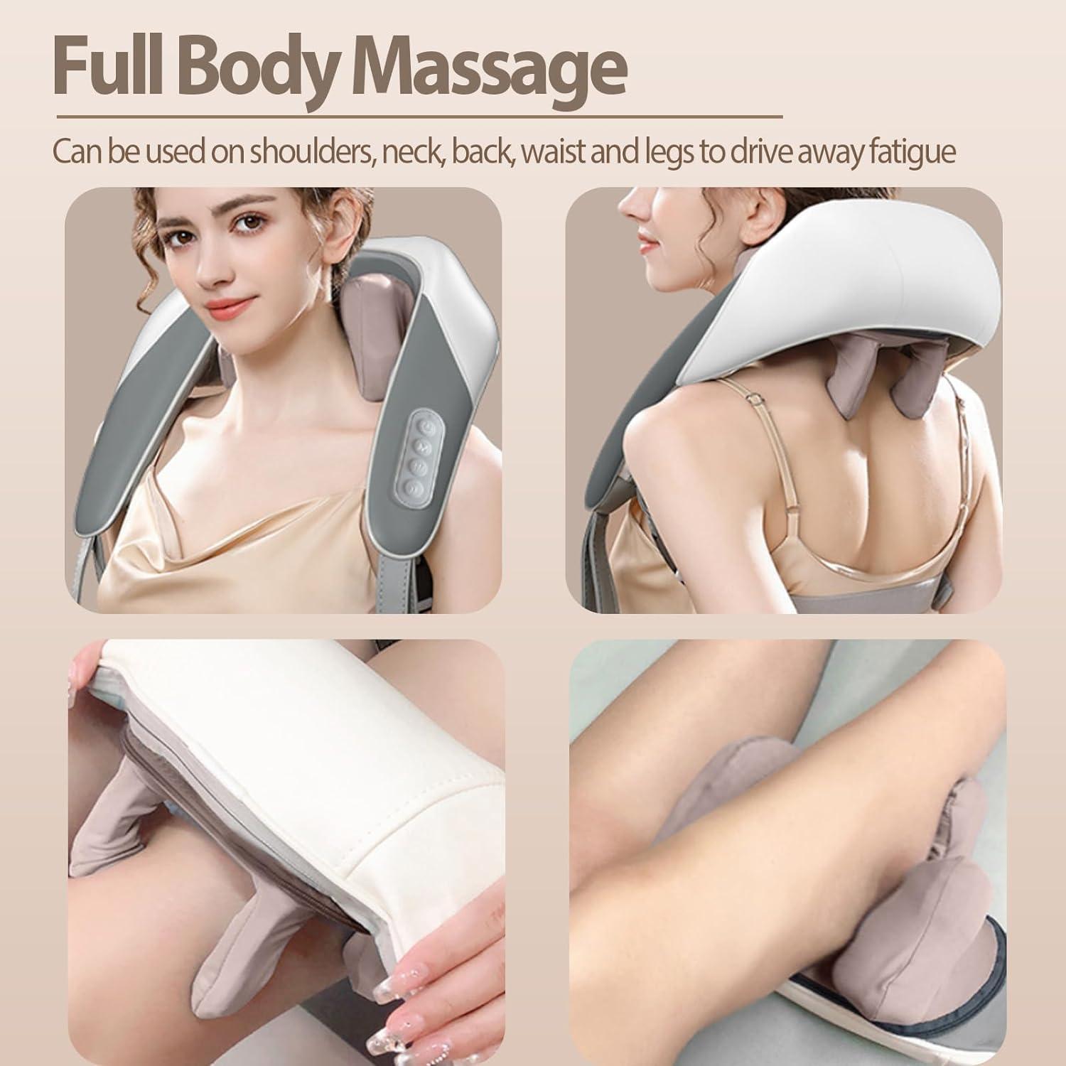 Ultomiris Ultomiris Wearable Neck Shoulder Massager Deep Tissue Shiatsu Back Massagers with Heat for Pain Relief Electric Human-Hand Kneading Squeeze Muscles Massage Pillow Full Body Use