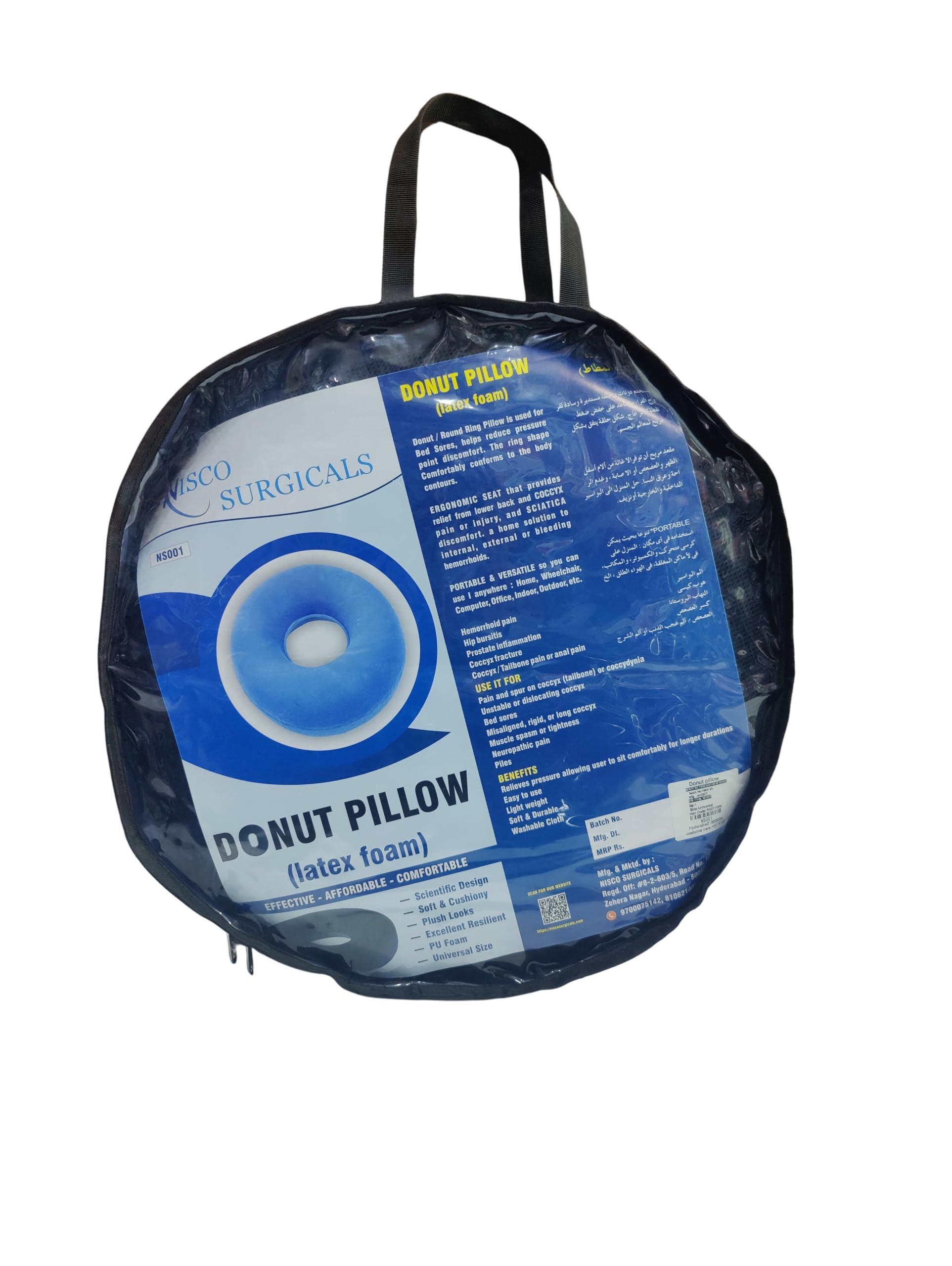 Nisco care Nisco care Donut Pillow for Tailbone Pain Orthopedic Coccyx Cushion Sitting Soft PU Donut Cushion Donut Pillow for Piles, Hemorrhoid, Donut Ring Coccyx Pillow Car - Black