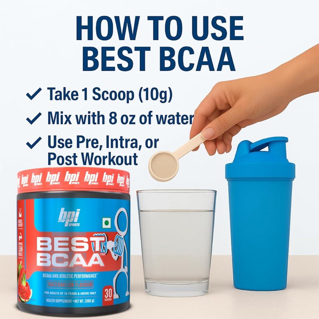 BPI Sports BPI Sports Best BCAA - BCAA Powder - Branched Chain Amino Acids - Muscle Recovery - Muscle Protein Synthesis - Lean Muscle - Improved Performance - Hydration - Watermelon - 30 Servings - 300 gram.