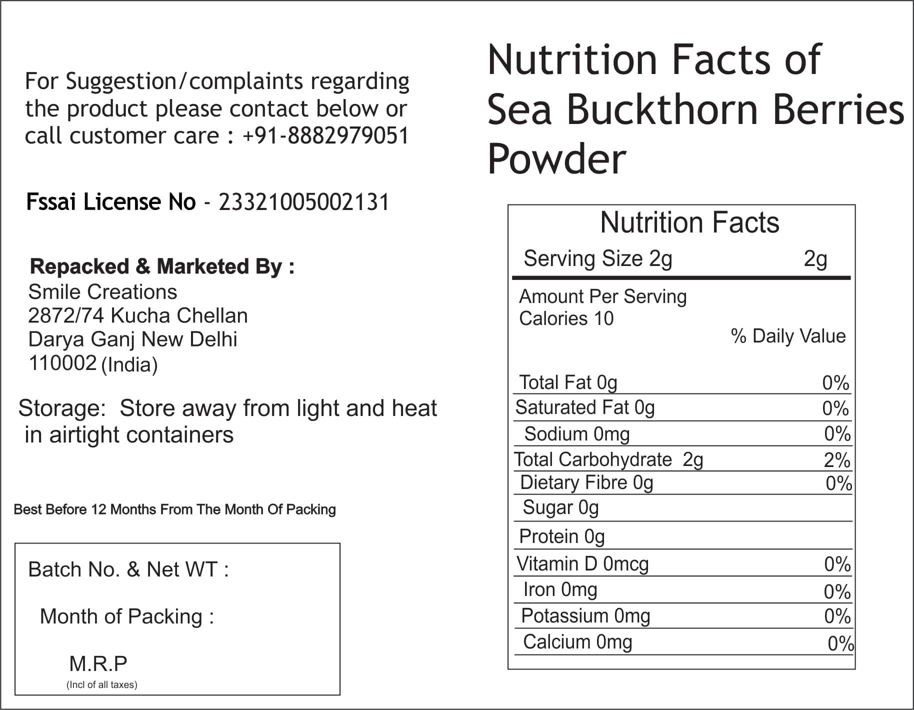 Agrogreen Agrogreen Sea Buckthorn Berries Powder - Sea Buckthorn Berry Powder - Dry Sea Buckthorn Berries Powder - (200 gm)