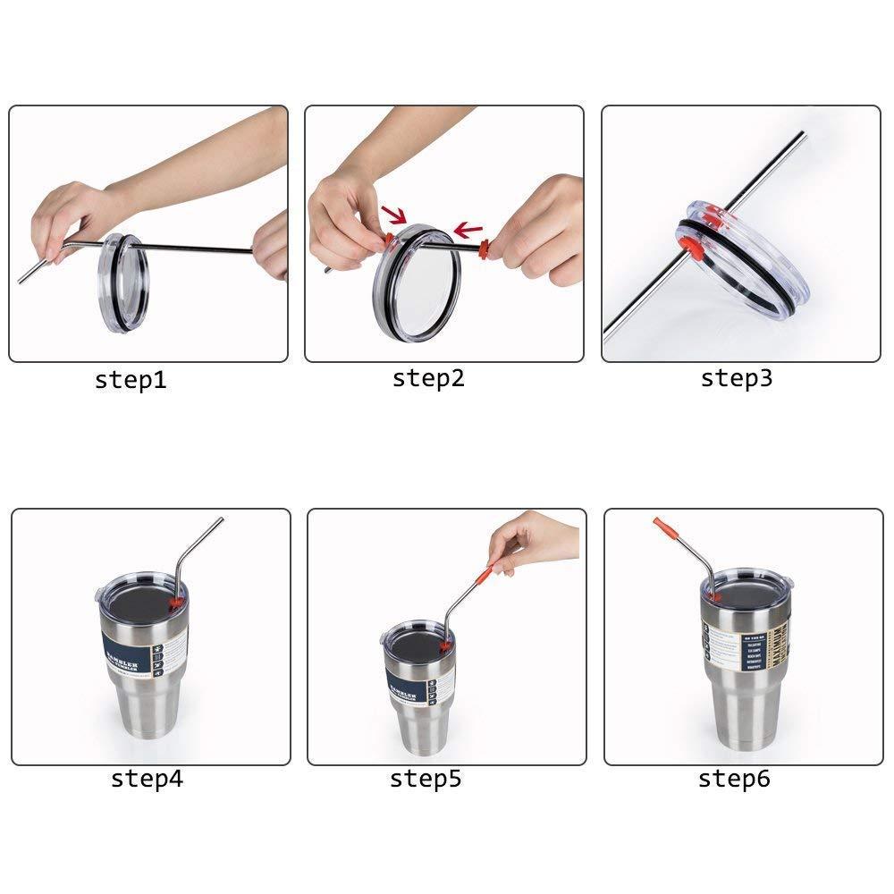 Ashleylife 10pcs Reusable Metal Stainless Steel Straws with Silicone Tips & Buckle Drinking Straw for 20-40 Oz RamblersTumblers Rumblers Cold Beverage, Ultra Long 10.5\",4 Straight | 4 Curved |2 Cleaning Brushes