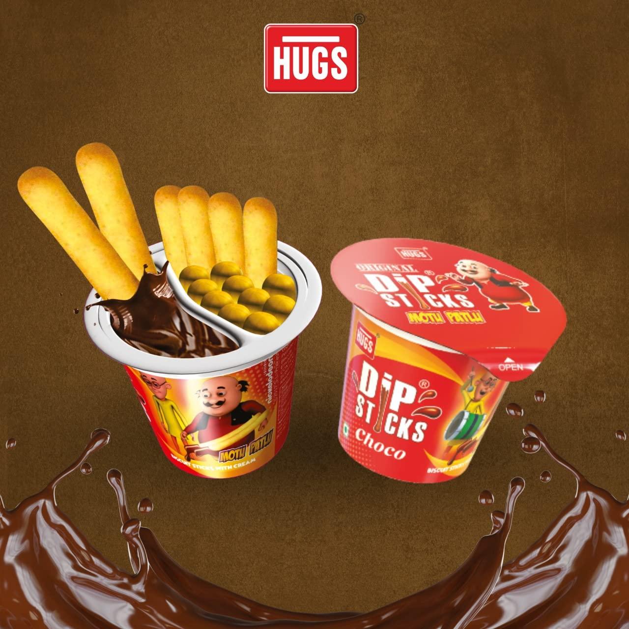 Hugs Hugs Motu Patlu Dip Sticks- Chocolate dip and Biscuit Sticks (60pcs)