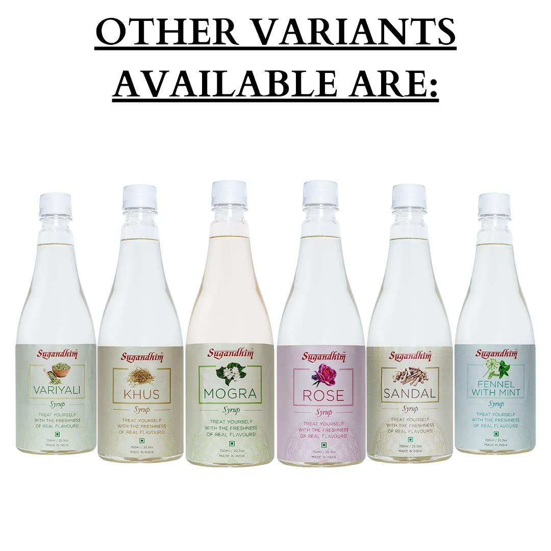 Sugandhim Sugandhim Sandal (Chandan) Syrup Sharbat, 750ml, 100% Natural Flavoured, instant cool, Colourless, refreshing summer quencher liquid,faluda Mixer,Mocktail Cocktail milkshake smoothies,ready to Drink Juice,gluten free