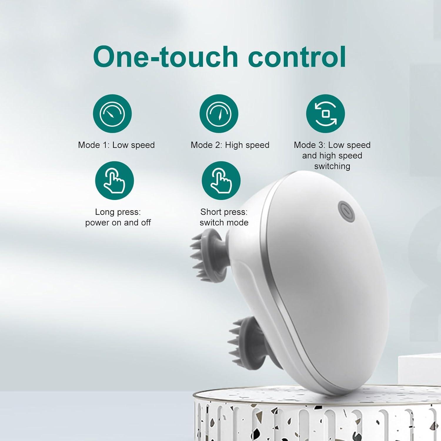 RICUZA Ricuza Electric Head,Scalp Massager | Advance Red Light Therapy for Boost Hair Growth, Hair Fall Control, Scalp Therapy | 3 Speed Mode Handheld,Portable,Scalp Scratcher Body Massage for Hair Growth,Deep Clean & Stress Relaxation